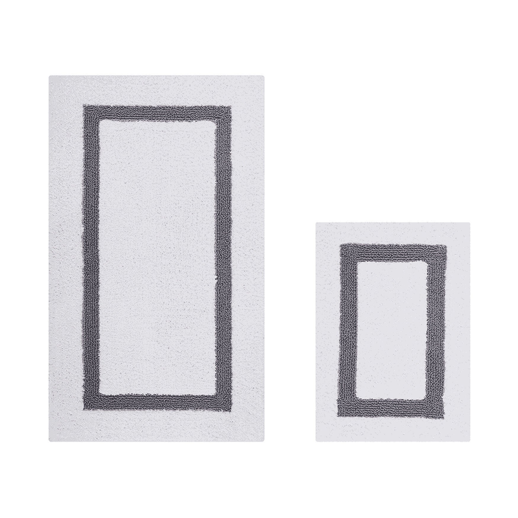 Hotel Collection 100% Cotton 2 Piece (17 inches X 24 inches | 24 inches X 40 inches) Bath Rug Set, WHITE GRAY, hi-res image number 0