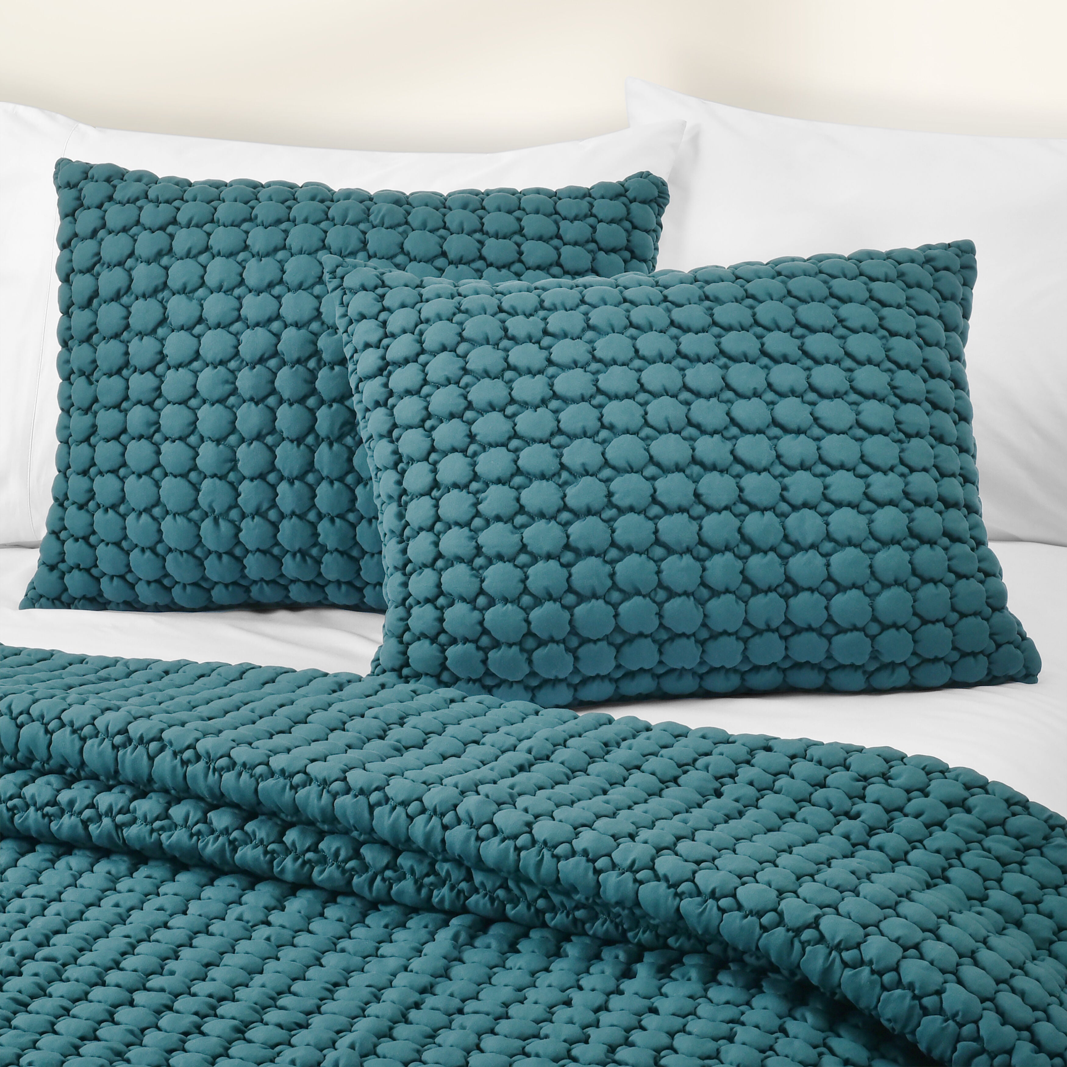CLOUD PUFF FULL/QUEEN 3PC. QUILT SET, TEAL, alternate image number 1