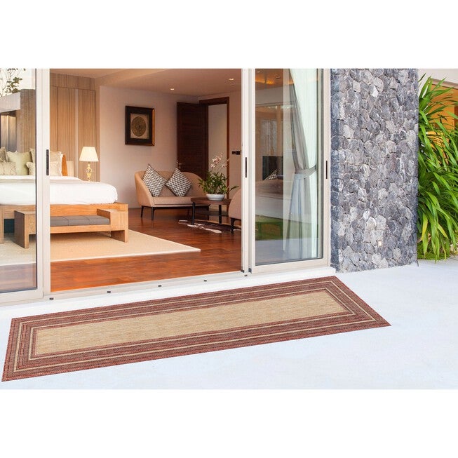 Liora Manne Carmel Multi Border Indoor/Outdoor Rug Green 23 inchesX7 feet 6 inches, , on-hover image number null