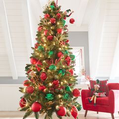 Artificial Christmas Trees Pre Decorated Lit Pop Up 7 Slim Arrow Tip Pre Lit Tree