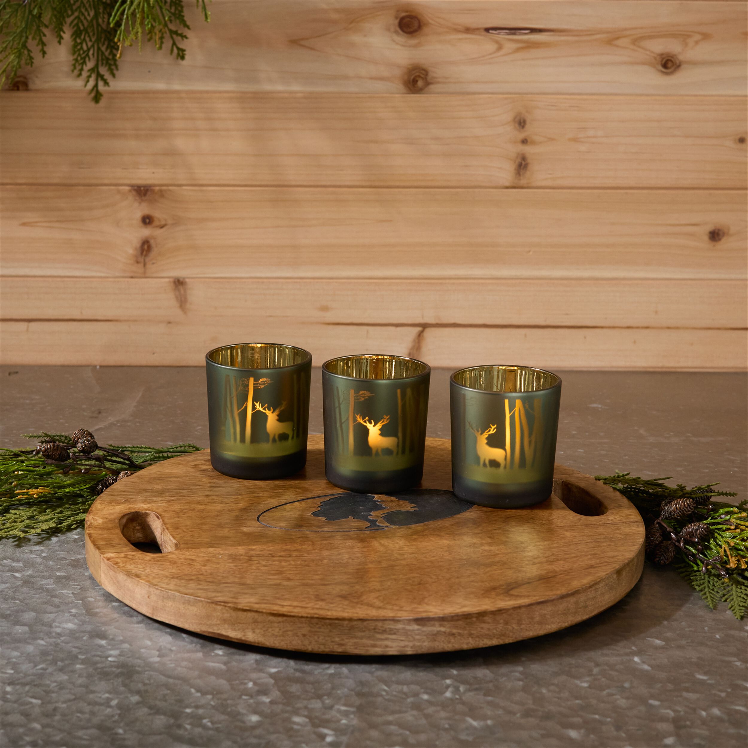 Mossy Oak Deer Votive (Set of 3), GREEN GOLD, alternate image number 1
