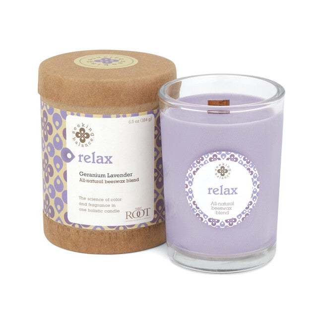 Seeking Balance Relax-Geranium Lavender Jar Candle, LAVENDER, hi-res image number 0