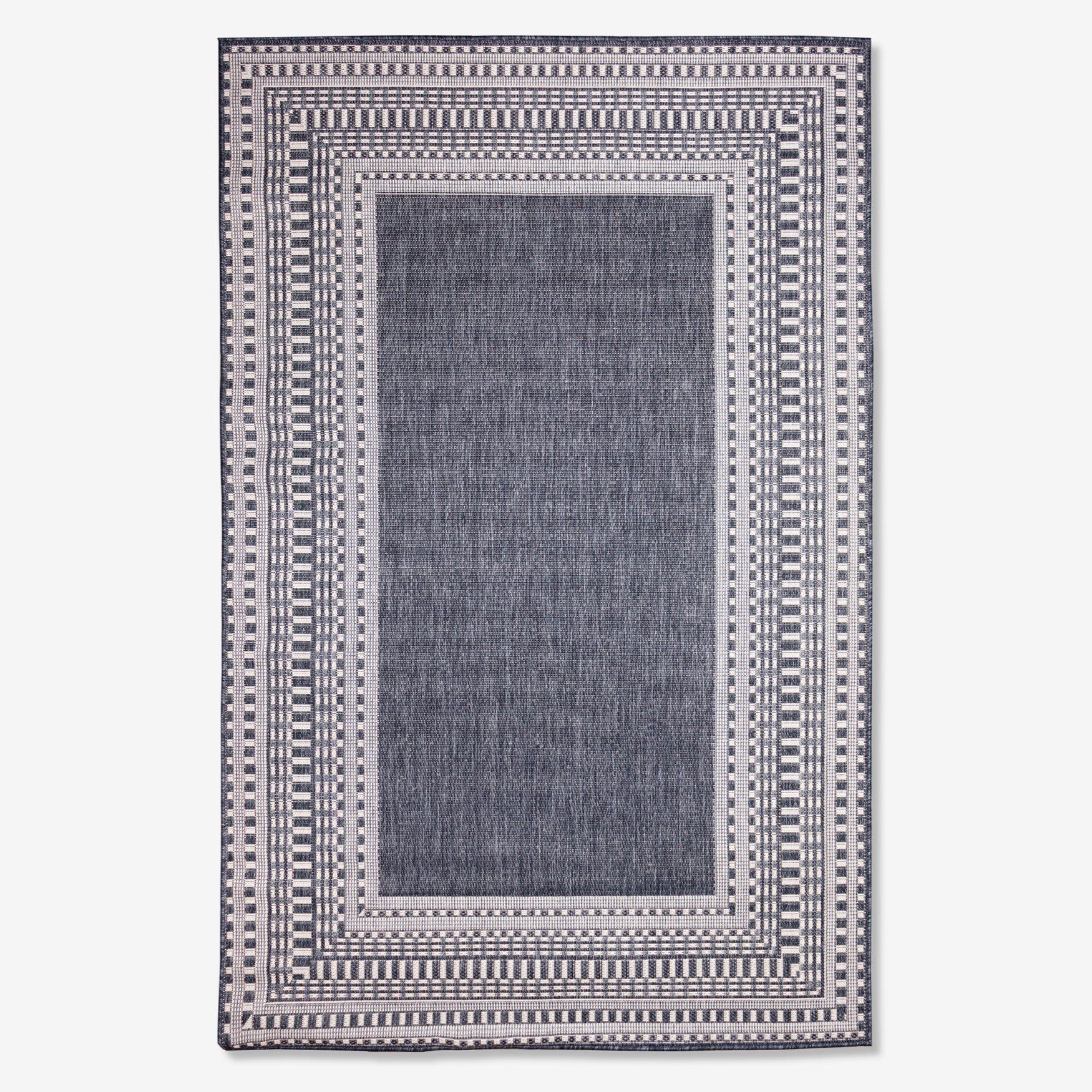 58 inches x 90 inches Malibu Indoor/Outdoor Rugs, NAVY BORDER, hi-res image number null