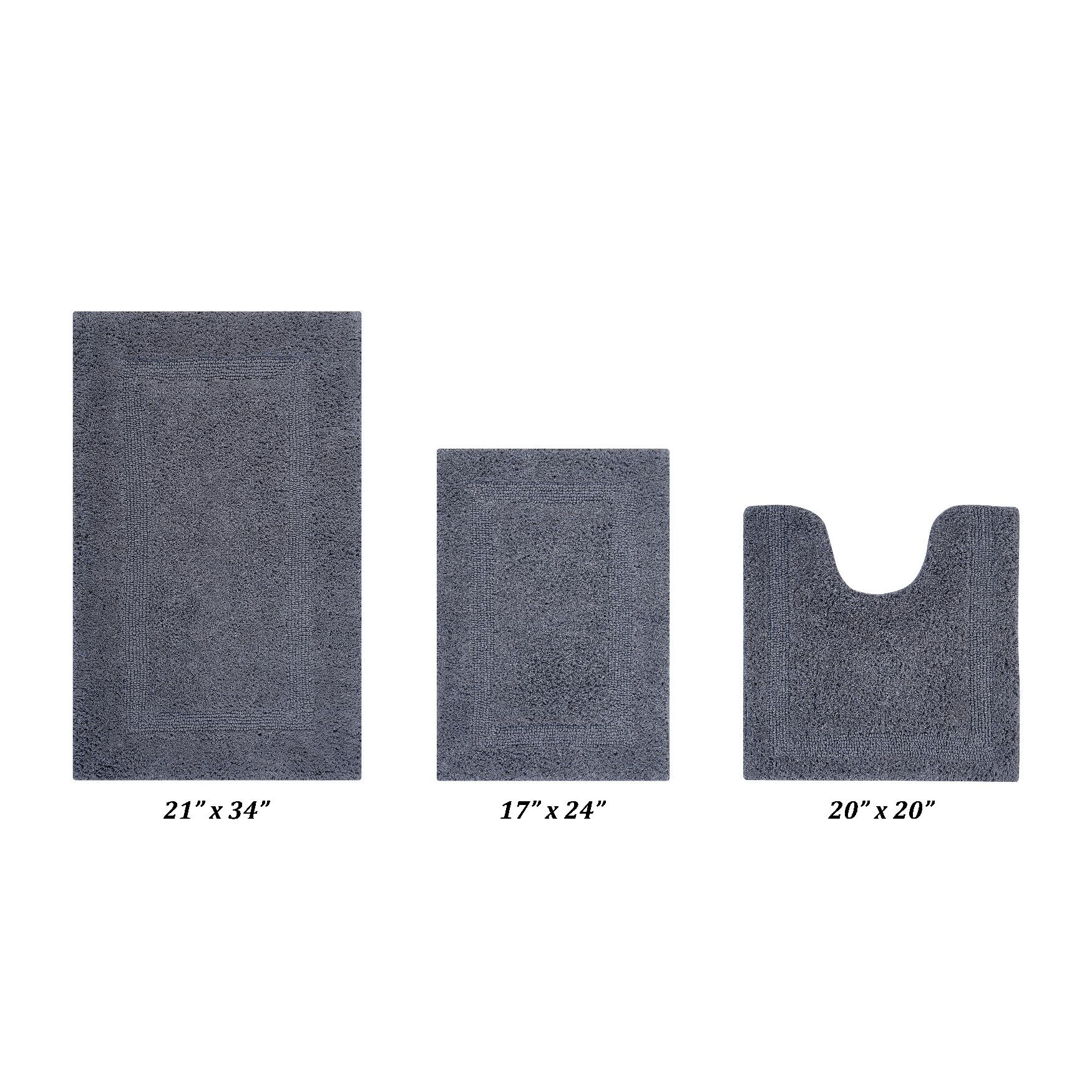 Lux Collectionis Bath Mat Rug 3 Piece Set (17" x 24" | 21" x 34" | 24" x 40")
