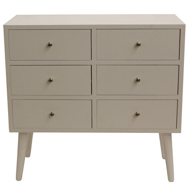 Mid-Century 6-Drawer Chest, WHITE, hi-res image number null