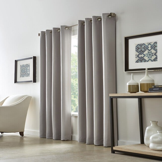 Thermalogic Antique Satin Indoor Single Grommet Curtain Panel, SILVER PEARL, hi-res image number 0