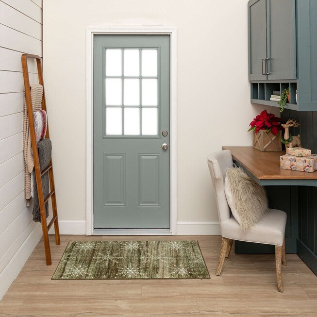 Barnwood Snowflakes Driftwood Kitchen Rug, , alternate image number null
