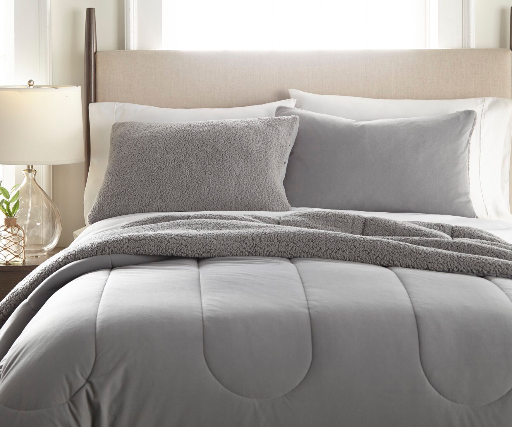 Reversible Micro Flannel&reg; Sherpa 3-Pc. Comforter Set, BUFFALO CHECK RED, on-hover image number 1