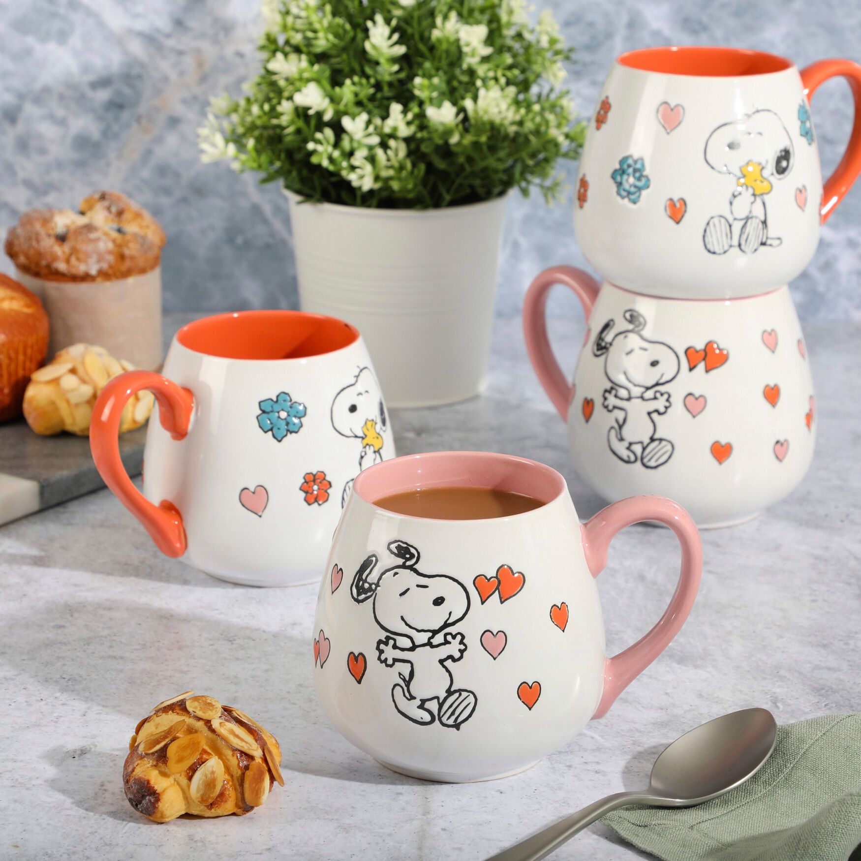 Peanuts&reg; Set of 4 Belly Cups, MULTI, hi-res image number 0