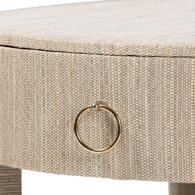Sadia Bohemian Woven Natural Grasscloth 1-Drawer Nightstand, NATURAL/GOLD, alternate image number null