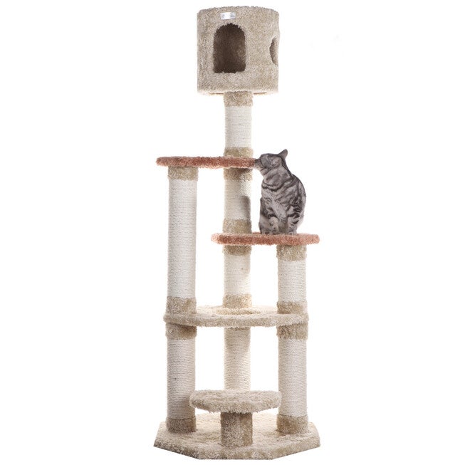 Real Wood 66 inches Cat Climber Junggle Tree With Sisal Carpet Platforms, , alternate image number null