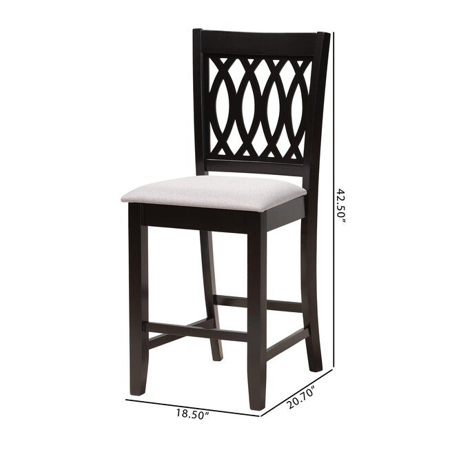 Florencia Modern Beige Fabric And Espresso Brown Finished Wood Counter Stool, , alternate image number null