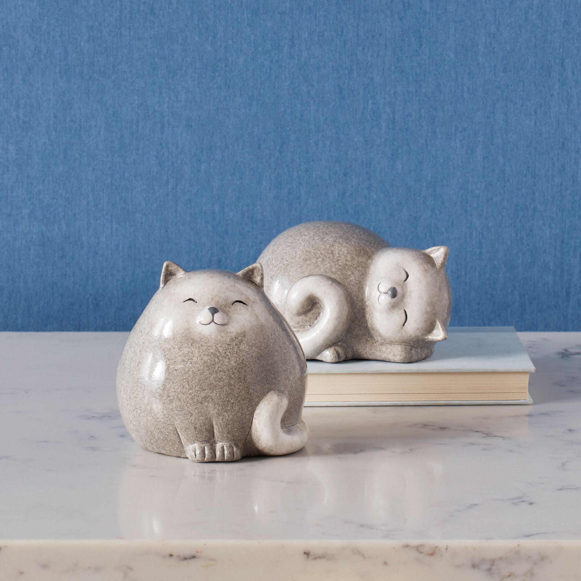 Cat (Set of 4) 3.5 inchesH, 5 inchesH Terracotta, WHITE/GREY, alternate image number 3