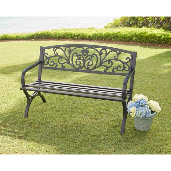 Steel Garden Bench Cushion Set Brylane Home - Decorative Garden Benches