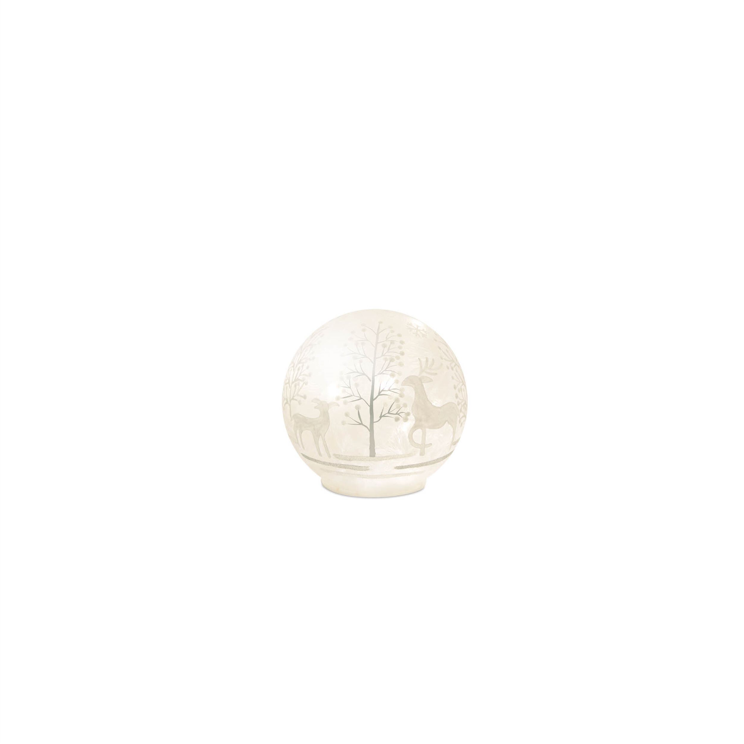 LED Frosted Glass Woodland Deer Orb (Set of 3), WHITE SILVER, alternate image number 4