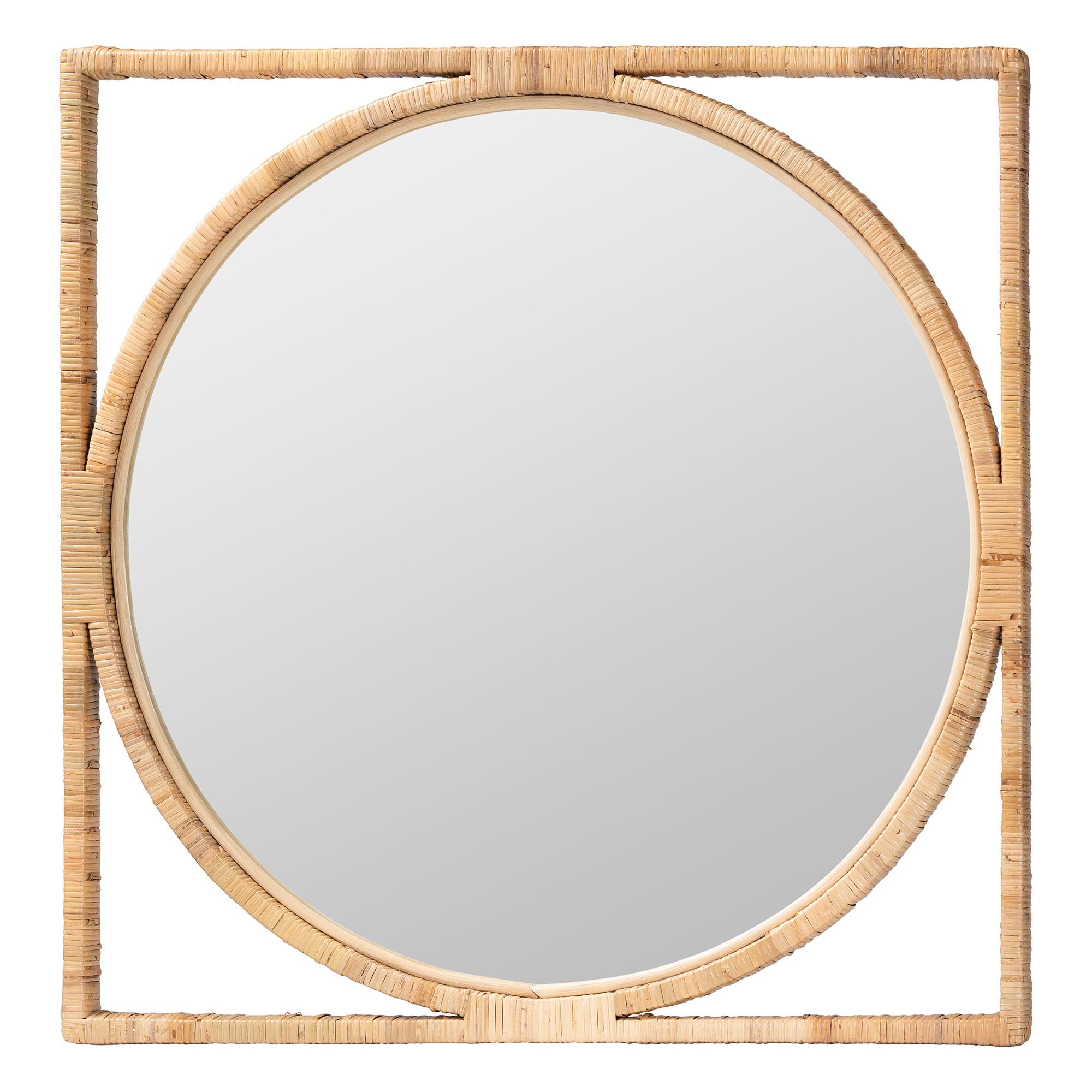 Bayan Japandi Natural Rattan Wall Mirror, NATURAL, alternate image number 1
