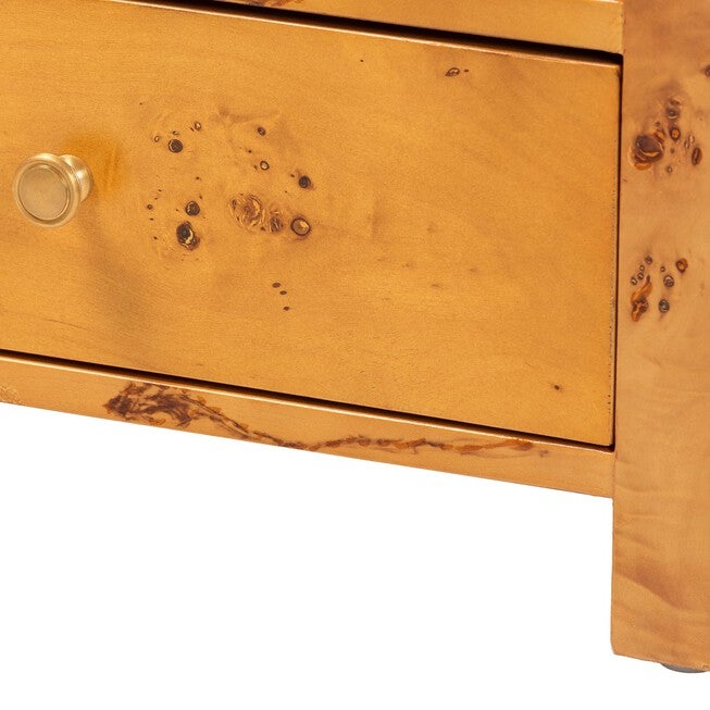 Camira Modern and Contemporary Natural Light Mappa Real Burl Wood 1-Drawer Nightstand, LIGHT MAPPA BURL, alternate image number null