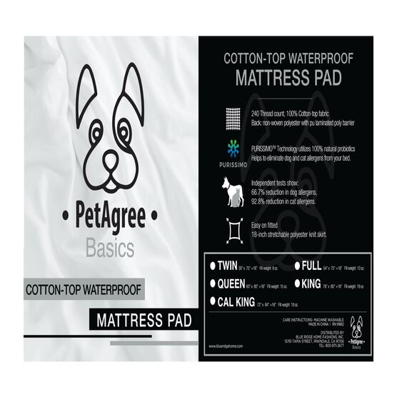 Pet Agree Basic Allergens Free Waterproof Mattress Pad, , alternate image number null