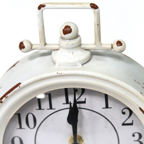 Dorothy Vintage White Metal Table Clock, , alternate image number null