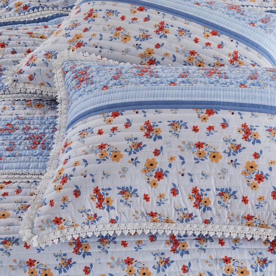 Betty Lace Embellished Quilt And Pillow Sham Set, , alternate image number null