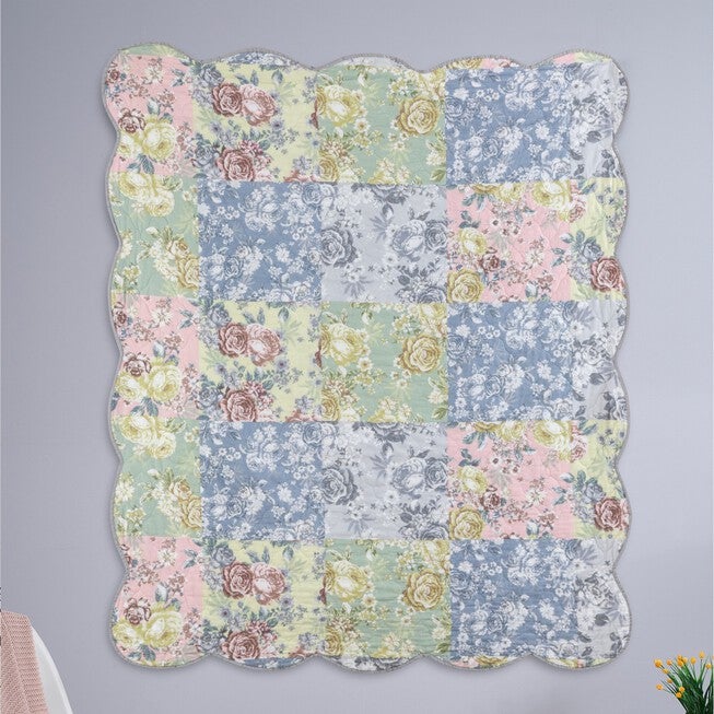 Emma Traditional Patchwork Throw Blanket, , on-hover image number 1