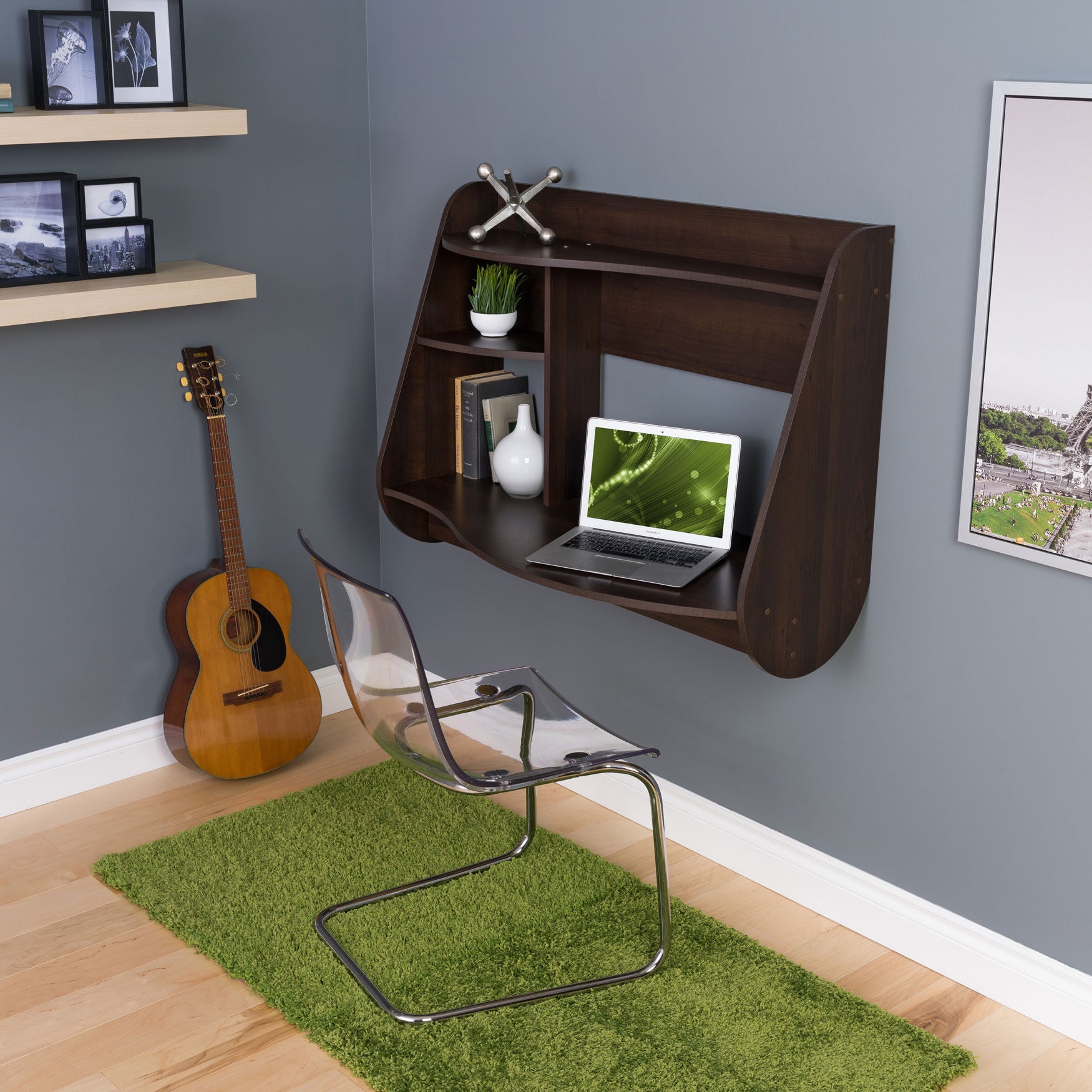 Curved cheap floating desk