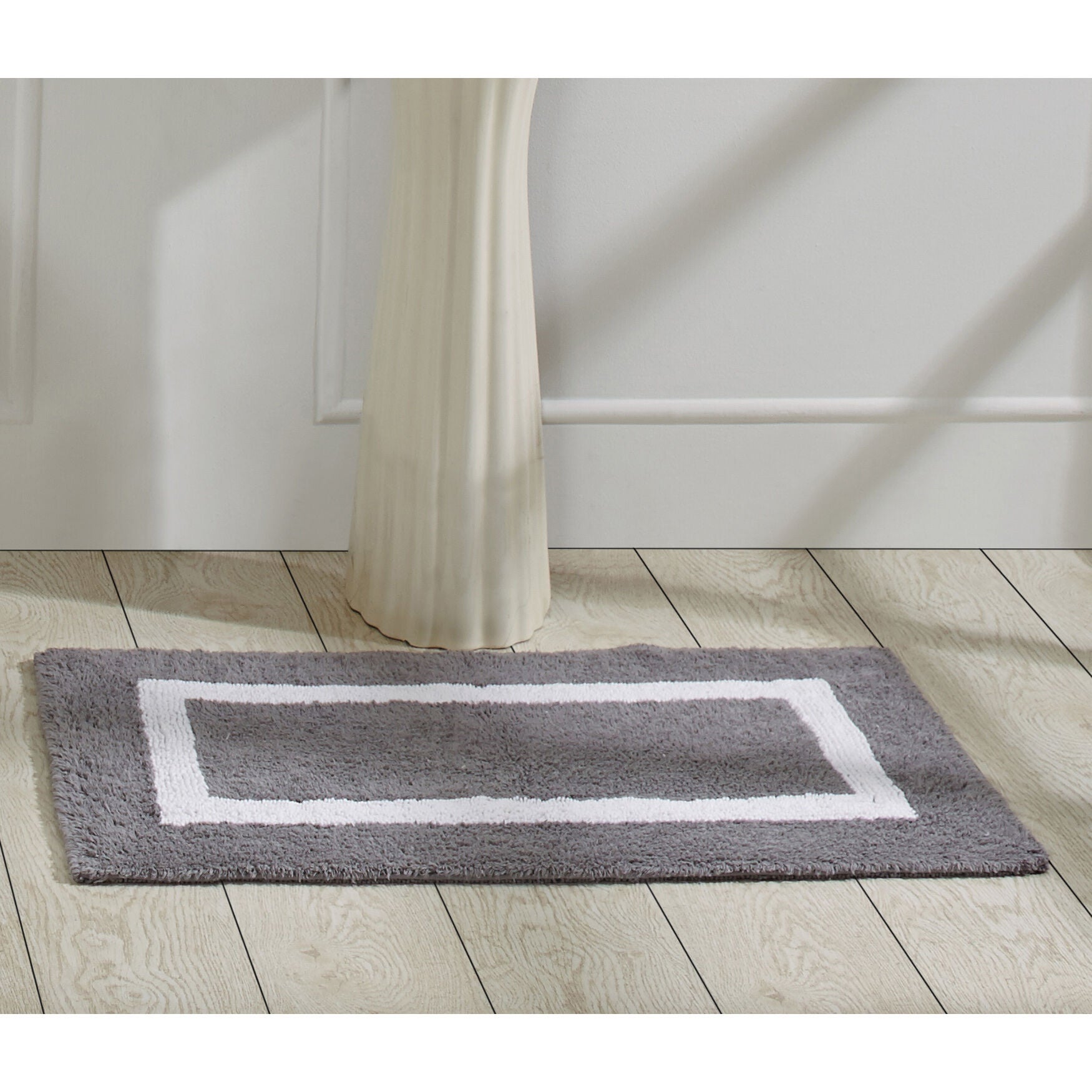 Hotel Collection 100% Cotton 17 inches X 24 inches Rectangle Bath Rug, GRAY WHITE, hi-res image number 0