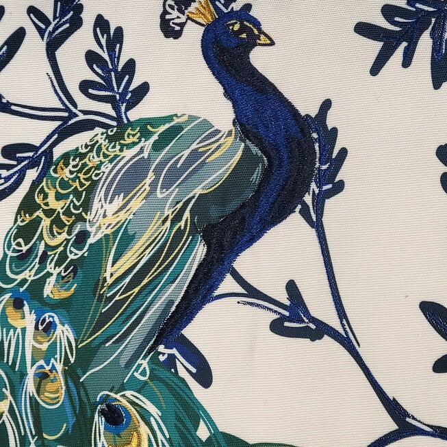 Edie @ Home Indoor/Outdoor Peacock Print With Embroidery Decorative Throw Pillow 20X20, Turq Multi, , alternate image number null