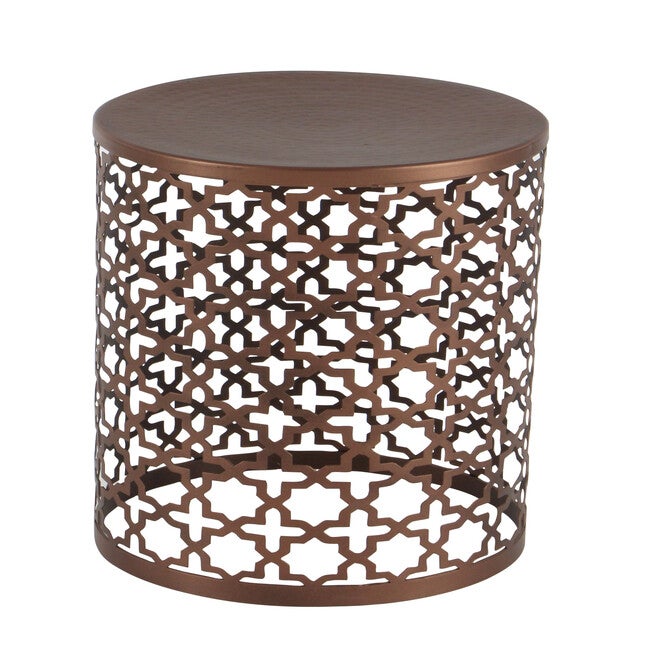 Set of 3 Brown Metal Industrial Accent Table, 20 inches, 18 inches, 16 inches, , alternate image number null