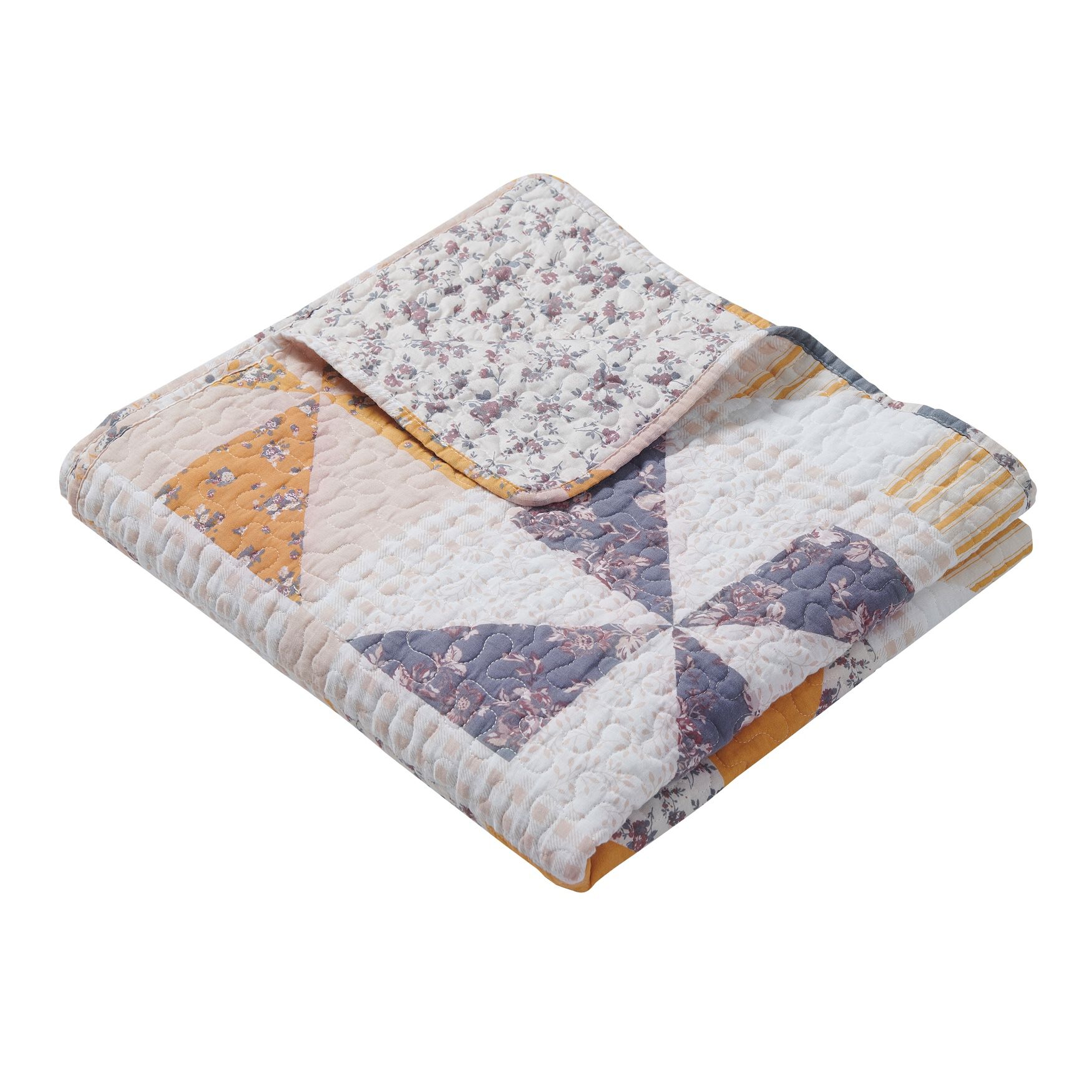 Pinwheel & Posey Quilted Throw Blanket, , on-hover image number 1
