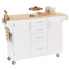 Large White Finish Create a Cart with Wood Top , WHITE WOOD, hi-res image number null