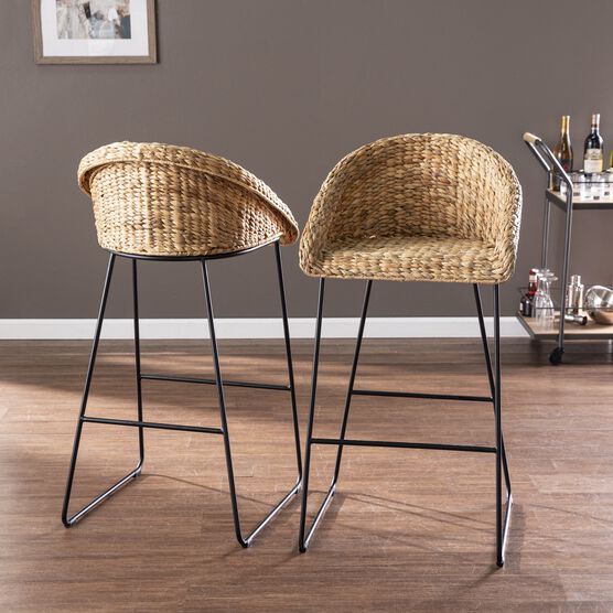 Landrine Water Hyacinth Bar Stools 2Pc Set, NATURAL, hi-res image number null