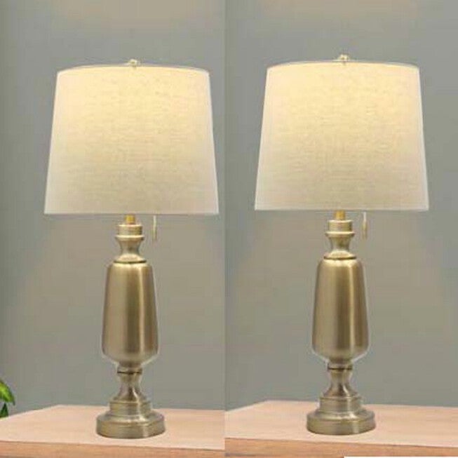 Antique Brass Metal 30.5 inches Table Lamp, Set 2, , on-hover image number null