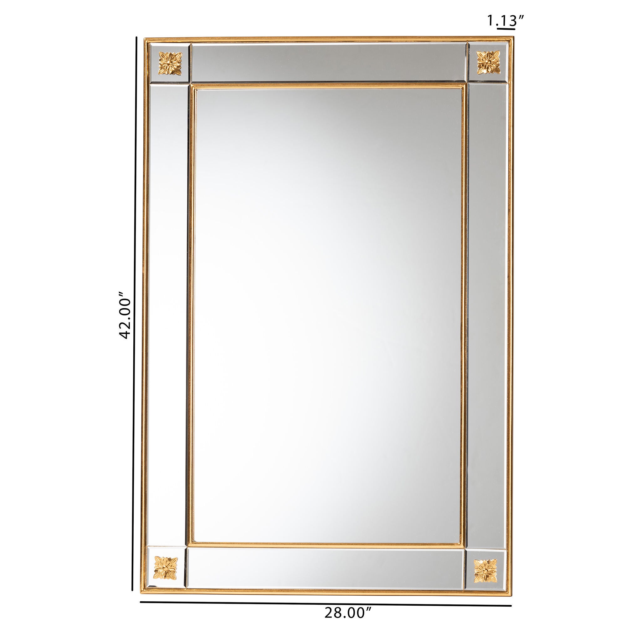 Iara Modern Glam and Luxe Antique Goldleaf Finished Wood Accent Wall Mirror, GOLD, alternate image number 6