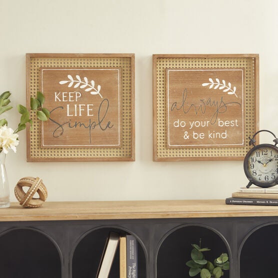 Set Of 2 Brown Wood Farmhouse Wall Decor, , alternate image number null