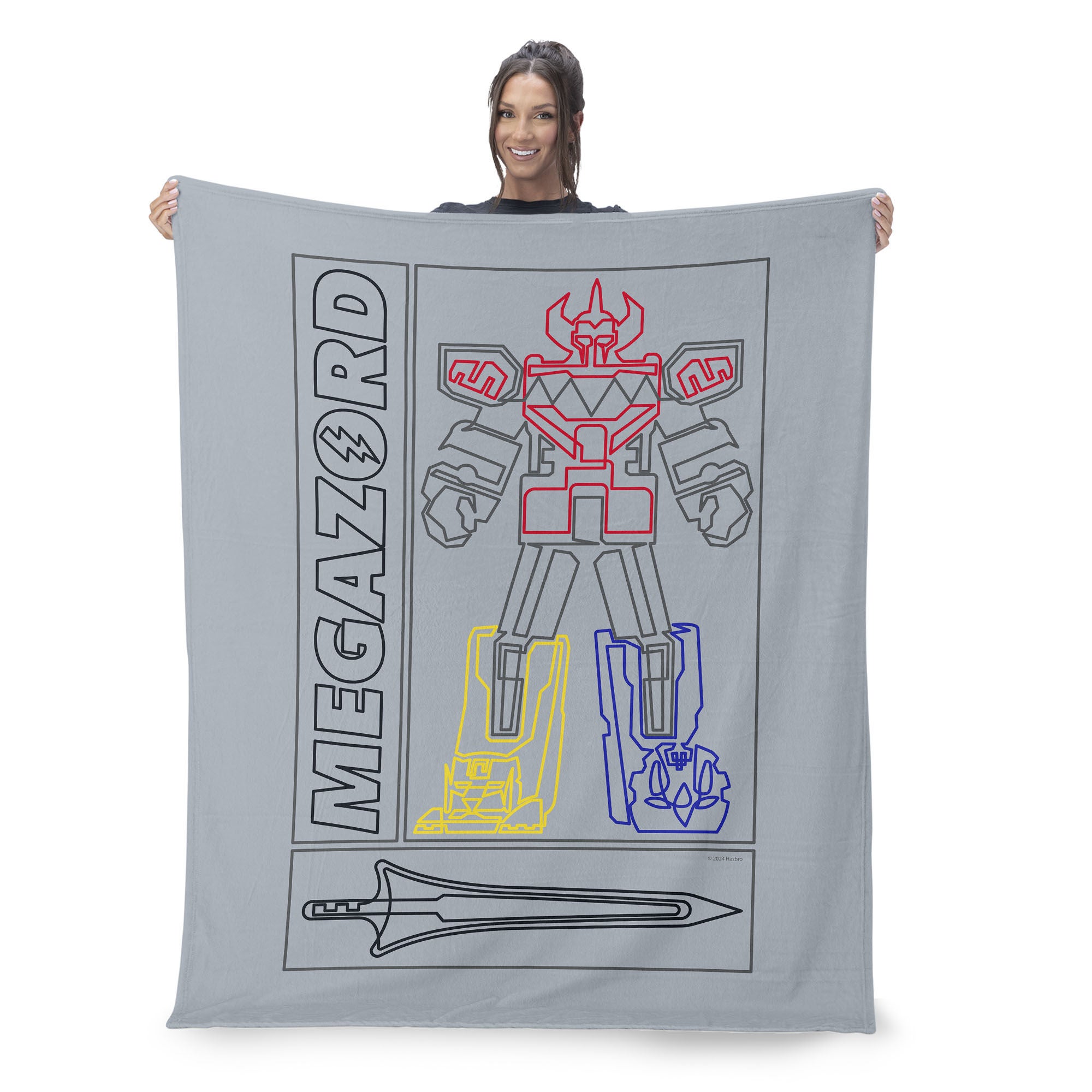 Hasbro Power Rangers Megazord Silk Touch Throw Blanket 40X50 Inches, GRAY, on-hover image number 1