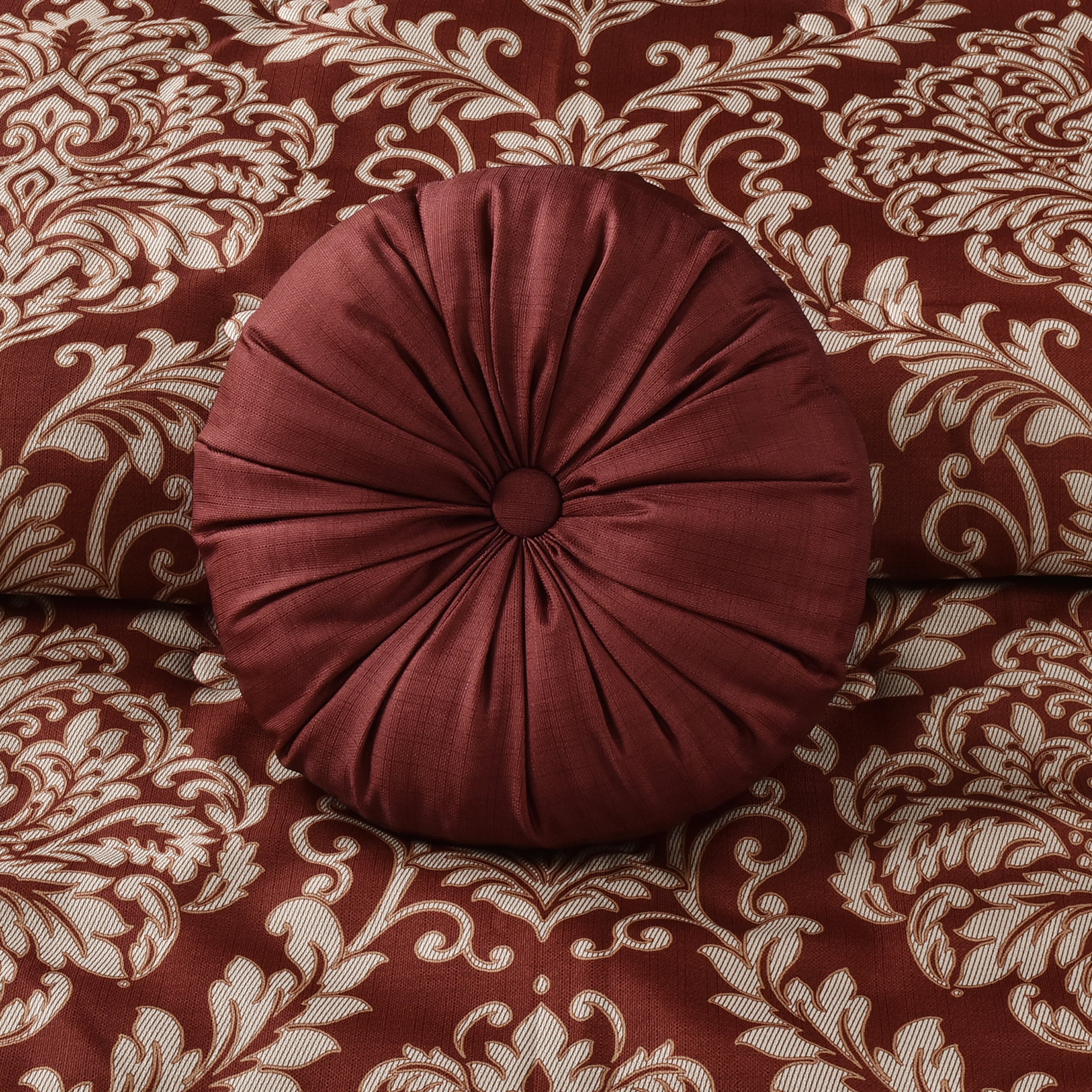 Lazia Round Decorative Throw Pillow, RED, alternate image number 1