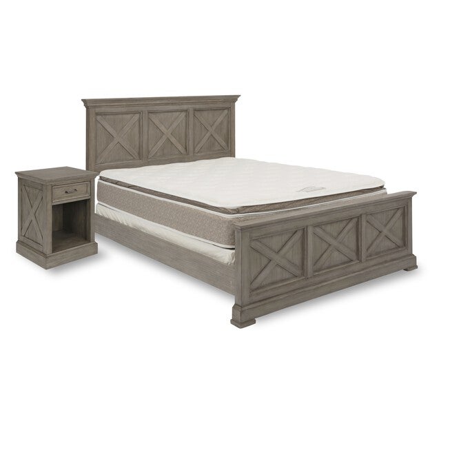 Mountain Lodge Gray Queen Bed & Night Stand, GRAY, hi-res image number 0