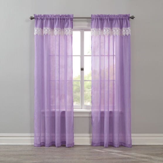 Crushed Voile Attached Layered Valance Rod-Pocket Panel, Crushed Voile Attached Layered Valance Rod-Pocket Panel,