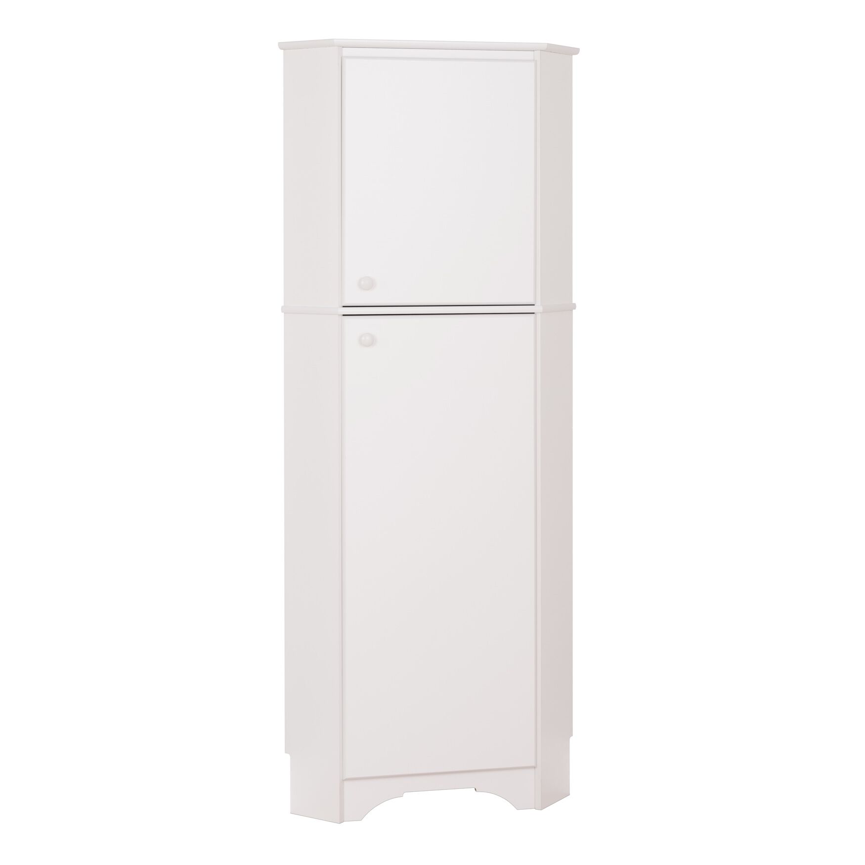 Prepac elite tall 2 top door corner storage cabinet