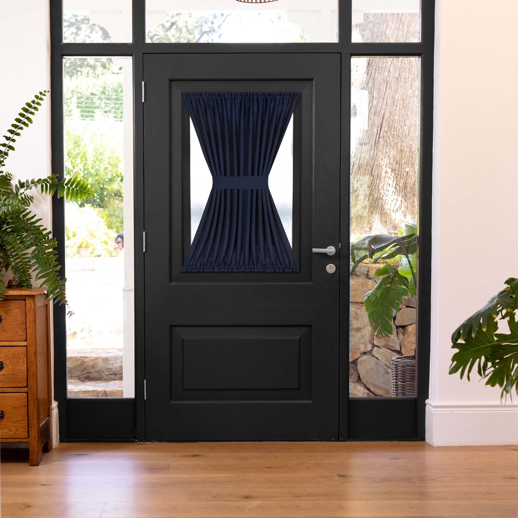Darcy Rod Pocket Door Panel With Tieback, NAVY, hi-res image number 0