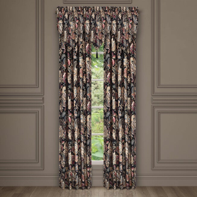 Calabria Window Ascot Valance, BLACK, hi-res image number null