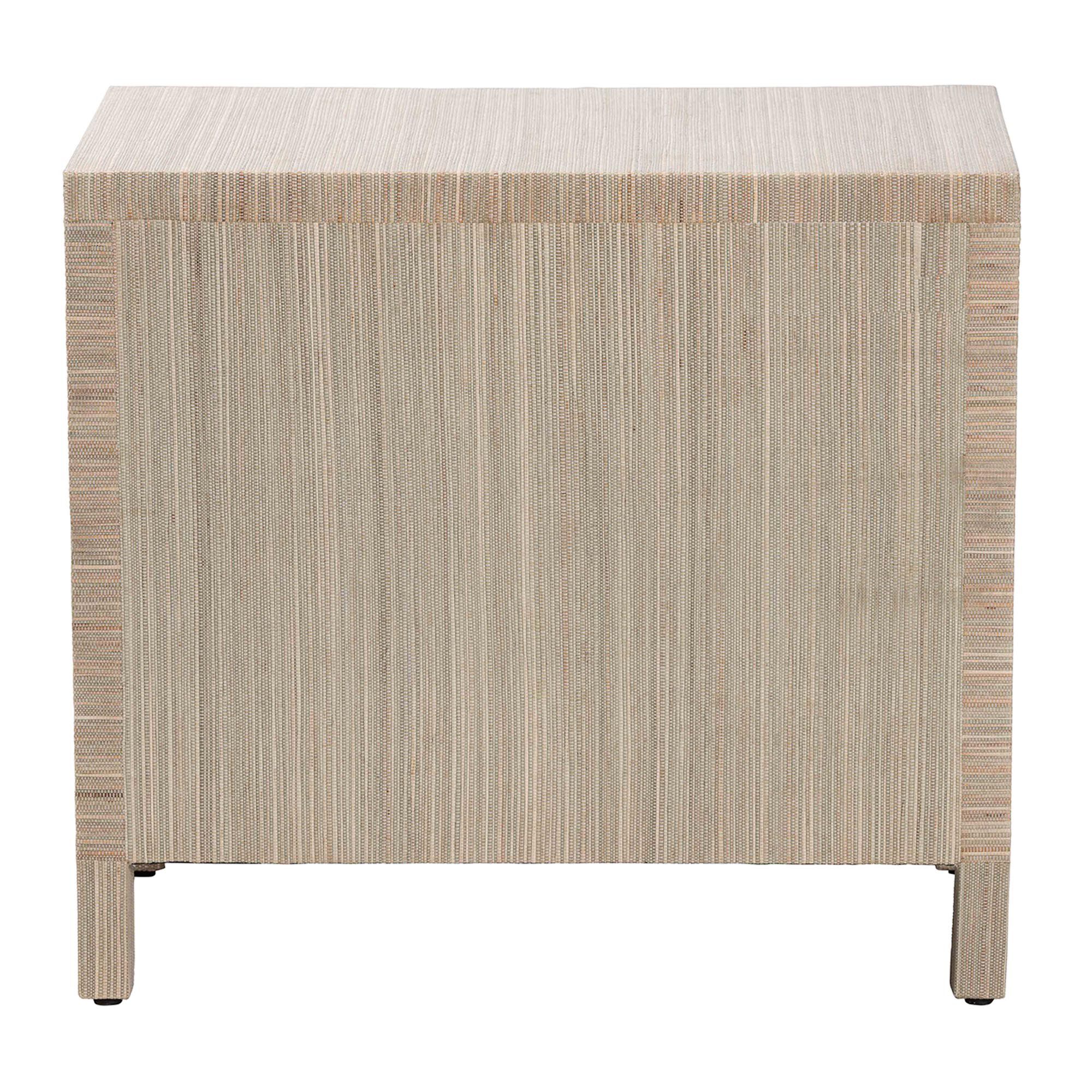 Umika Grasscloth Nightstand with Scalloped Base, BEIGE, alternate image number 5