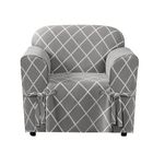 Mix & Match Lattice Design Cotton Chair Slipcover , SLATE, hi-res image number null