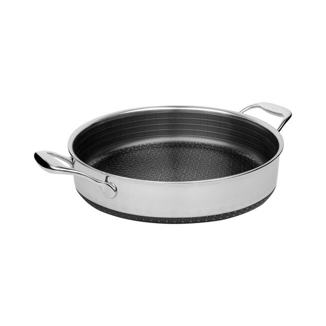 LIVWELL DiamondClad™ 5 Quart Hybrid Nonstick Stainless Steel Saute Pan and Lid, Dishwasher Safe, PFOA-free – Silver/Black, SILVER, alternate image number null