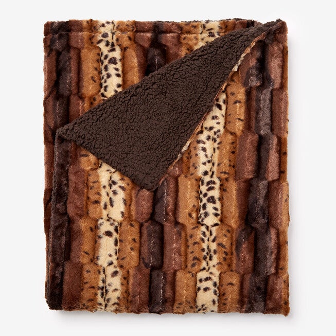 Faux Fur Animal Print Throw, WILD CAT PRINT, hi-res image number null