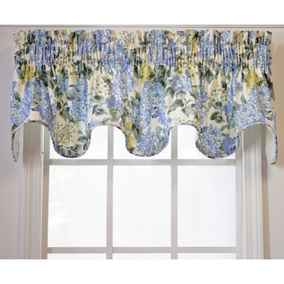 Hydrangea Lined Scallop Valance, BLUE, hi-res image number null
