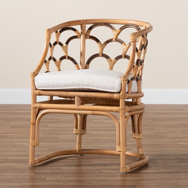 Aster Modern Bohemian Natural Brown Rattan Armchair, , alternate image number null