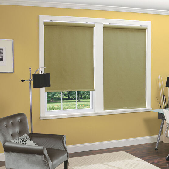Cordless Linen Look Thermal Fabric Roller Shade, GREEN, hi-res image number null