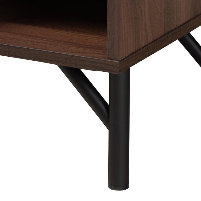 Josette Mid-Century Modern Transitional Walnut Brown Finished Wood 1-Door Shoe Cabinet, , alternate image number 5